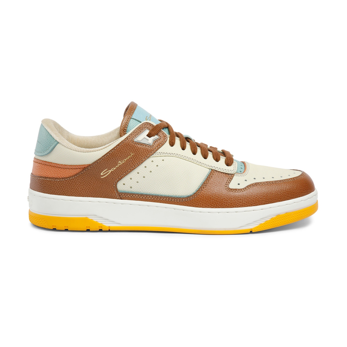 Men's white, brown and light brown Saffiano leather Sneak-Air sneaker - 1