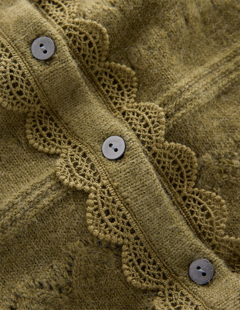 Leticia Lace Trim Cardigan-Woodland Green 1
