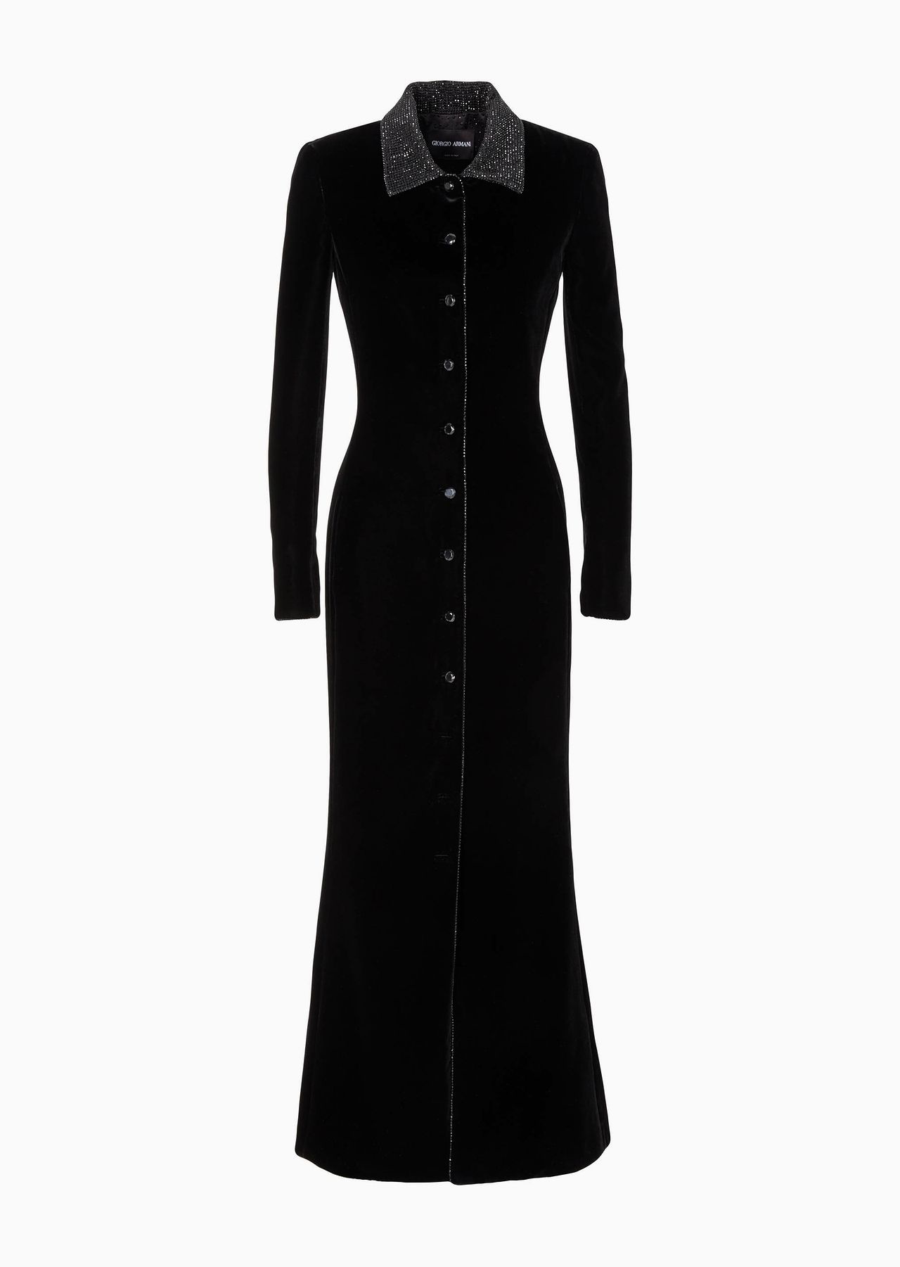 Long, velvet single-breasted coat - 1
