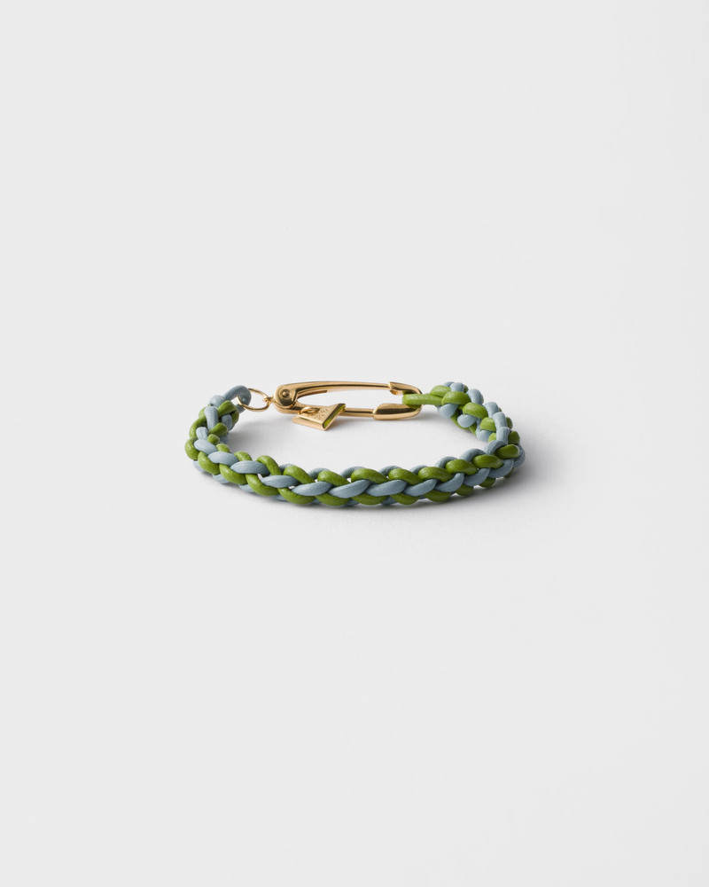 Braided nappa leather bracelet with metal ornament 1