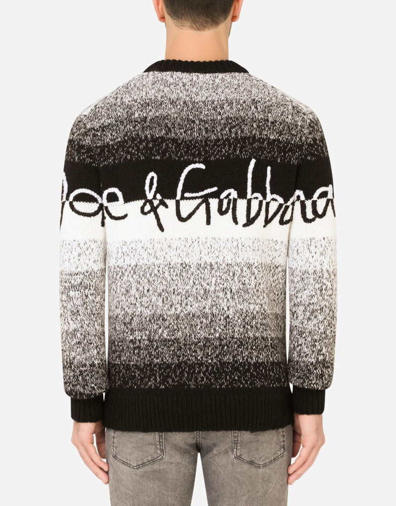 Wool round-neck sweater with Dolce&Gabbana embroidery 3
