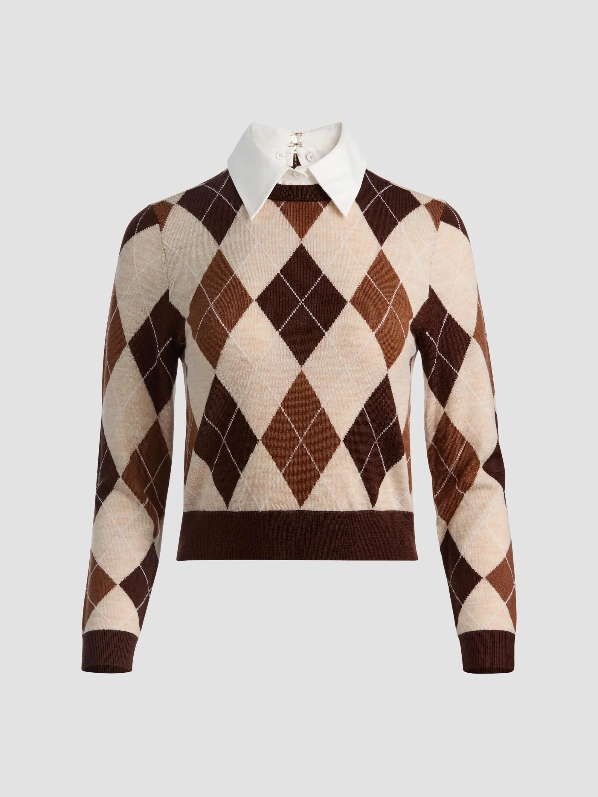 Women's Carolann Argyle Wool Pullover Sweater - Camel Multi - 1