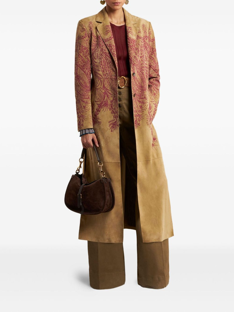 Etro paisley-print leather coat outlook