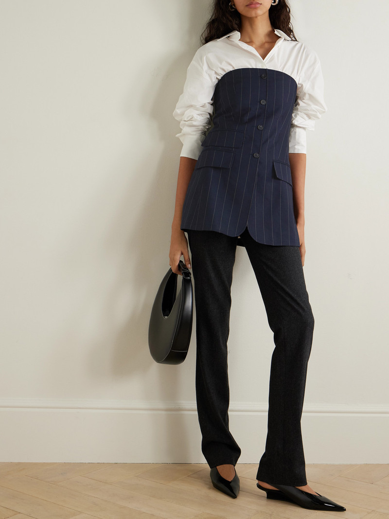 The Frankie Shop Sunny Strapless Striped Twill Vest outlook