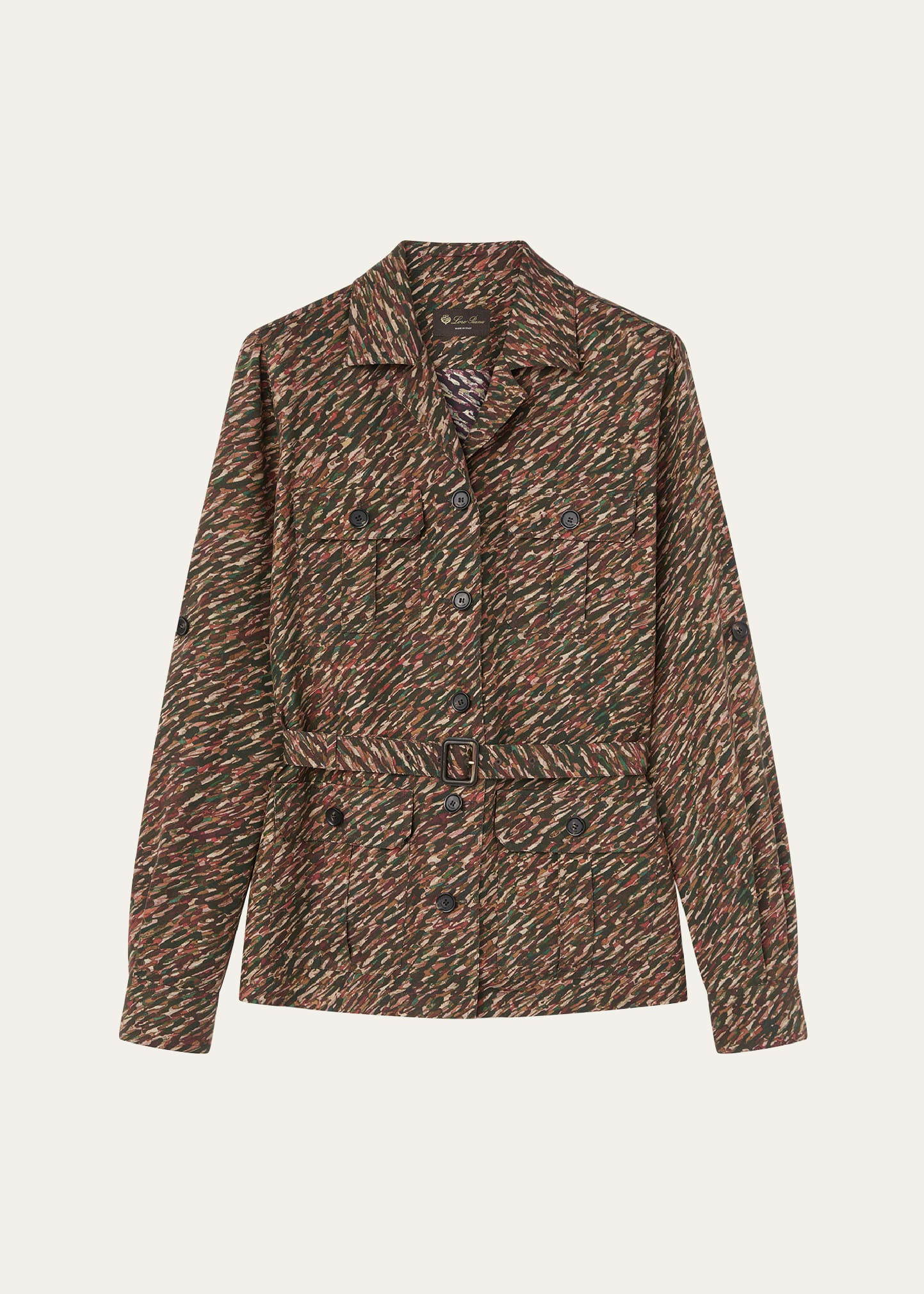 Deanna Belted Andre-Print Shirt Jacket - 1