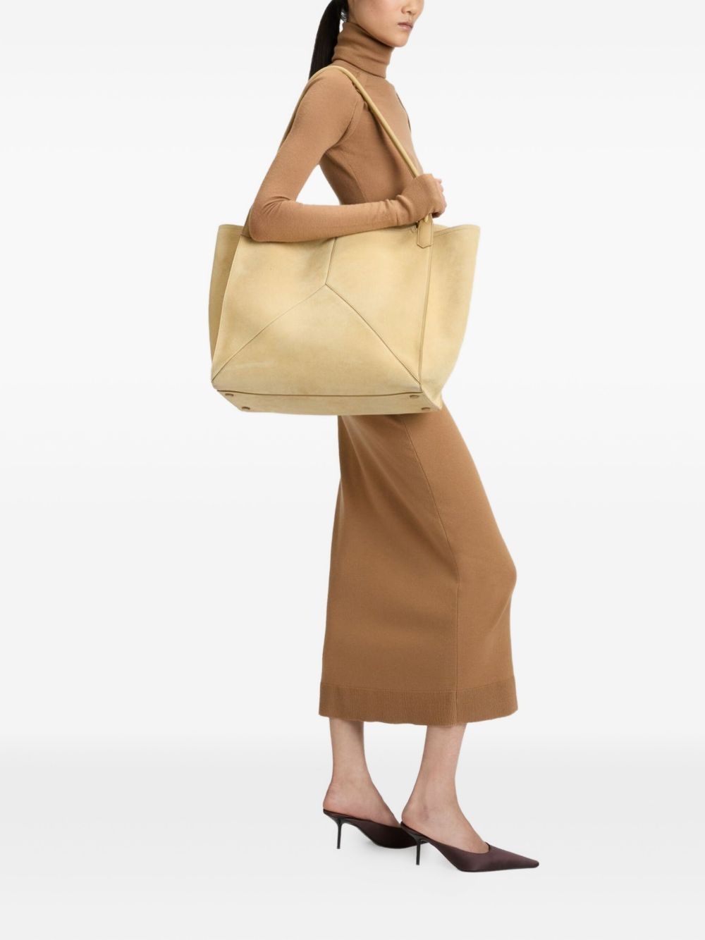 suede panel tote bag - 2