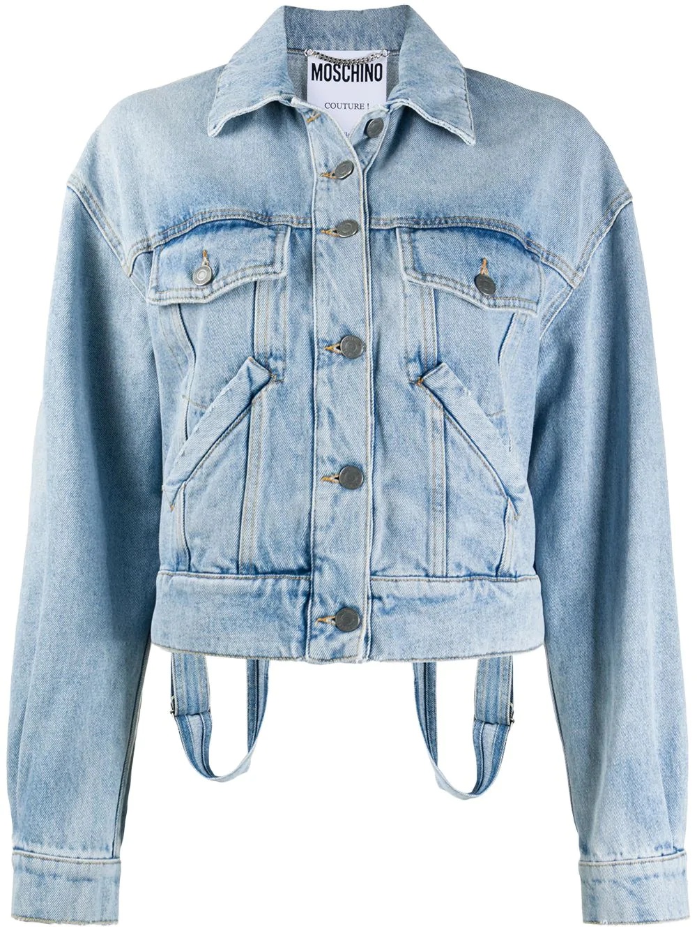 dungaree detail denim jacket - 1