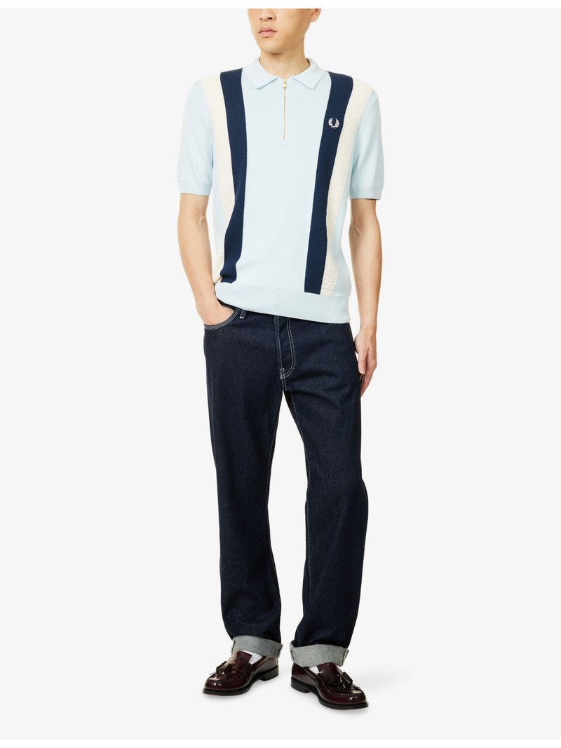 Fred Perry Logo Texture Cotton Knitted Polo Shirt outlook