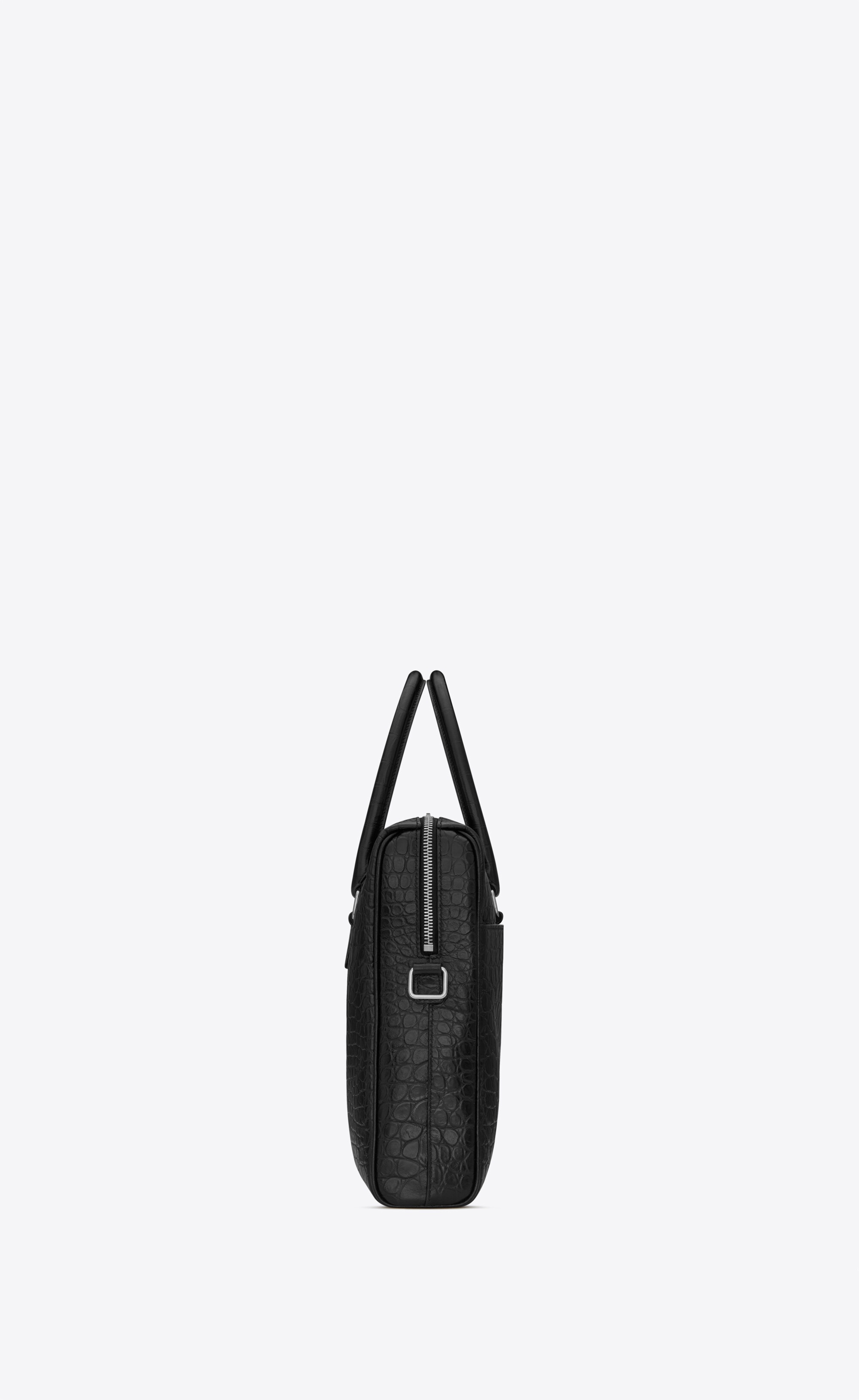 duffle saint laurent briefcase bag in crocodile-embossed matte leather - 3