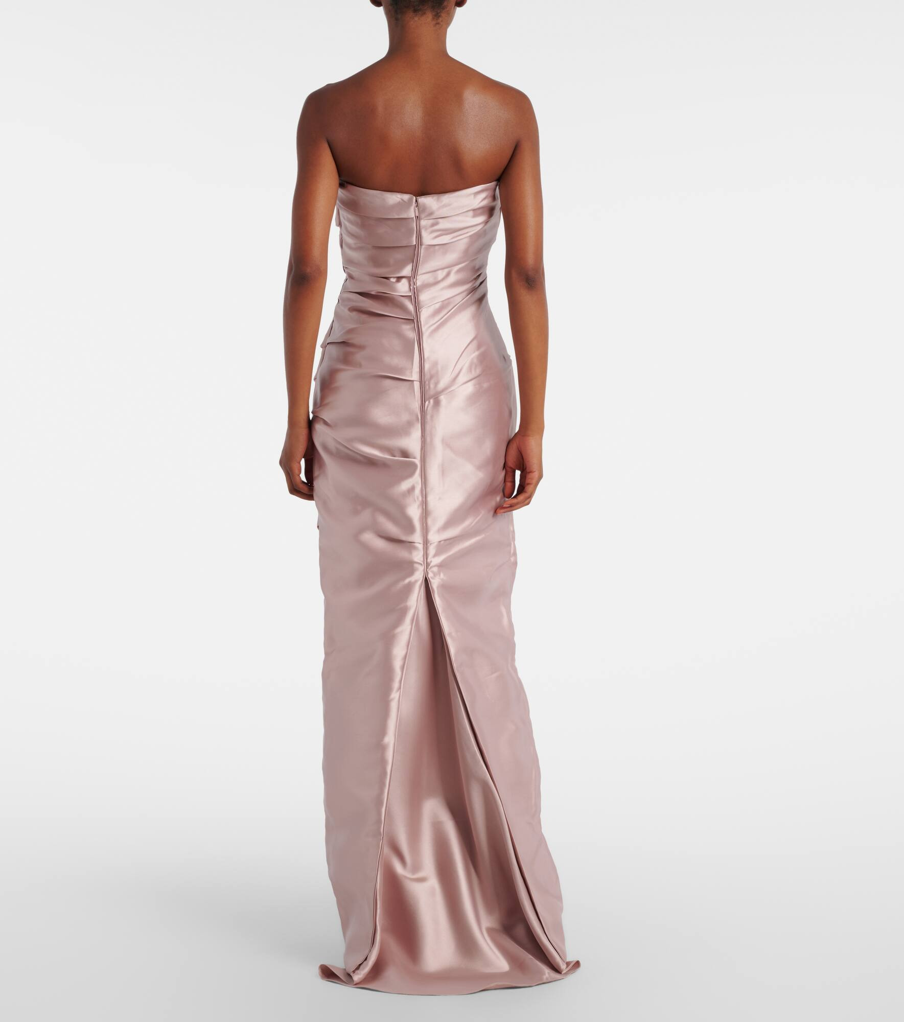 Caped satin bustier gown - 6