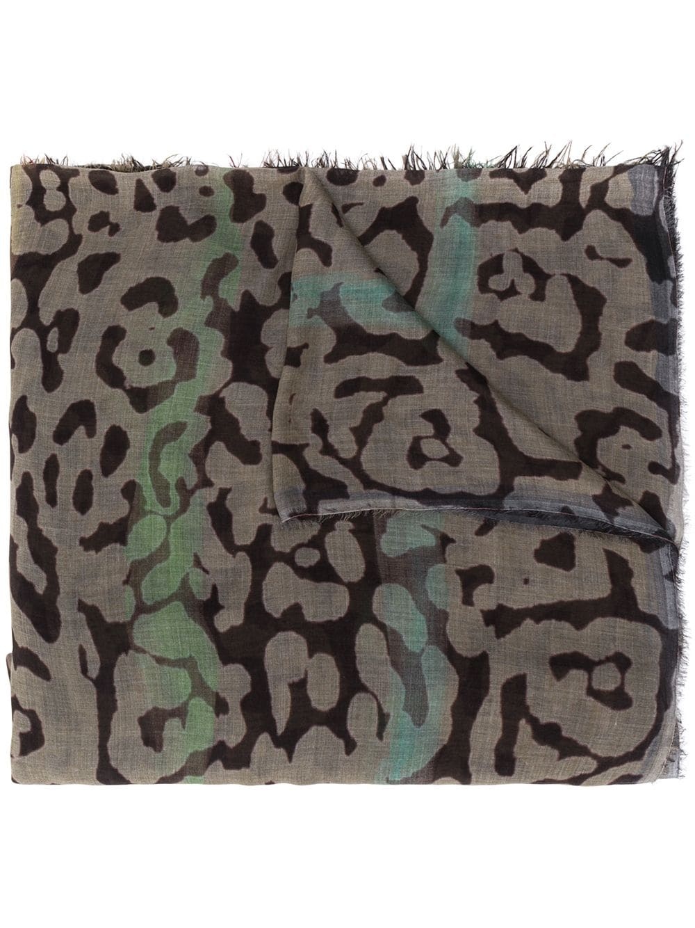 animal-print raw-edge scarf - 4