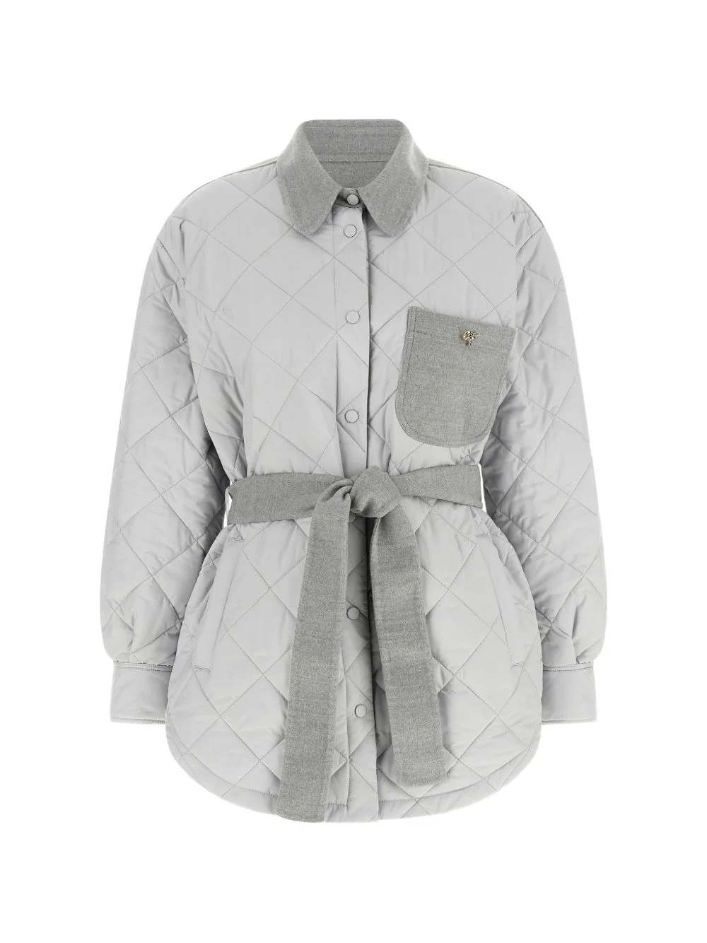 quilted belted jacket - 1