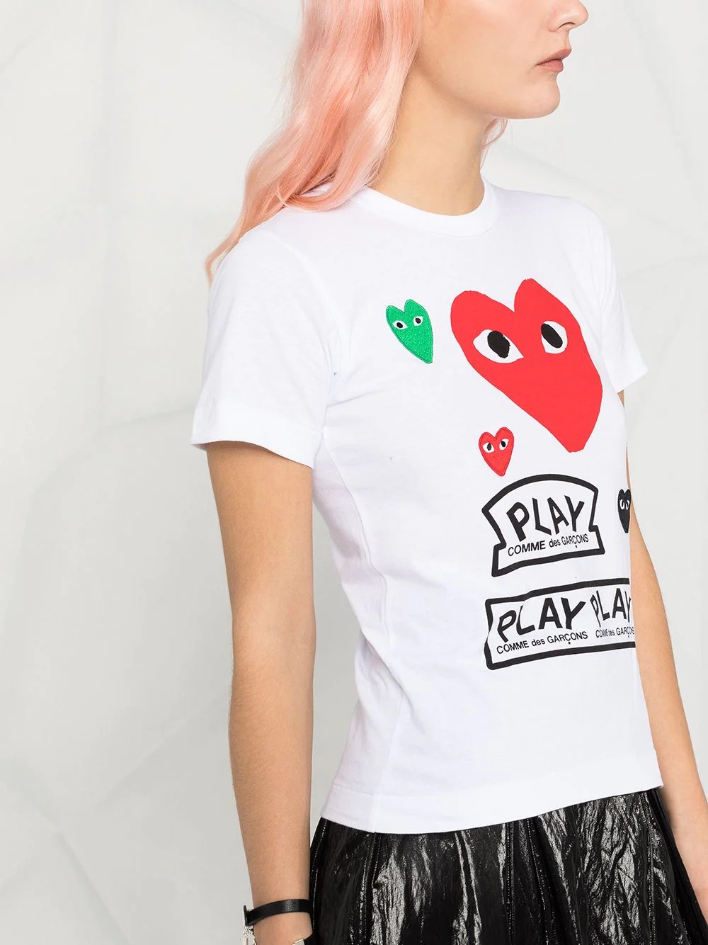 short-sleeved heart print T-shirt - 3