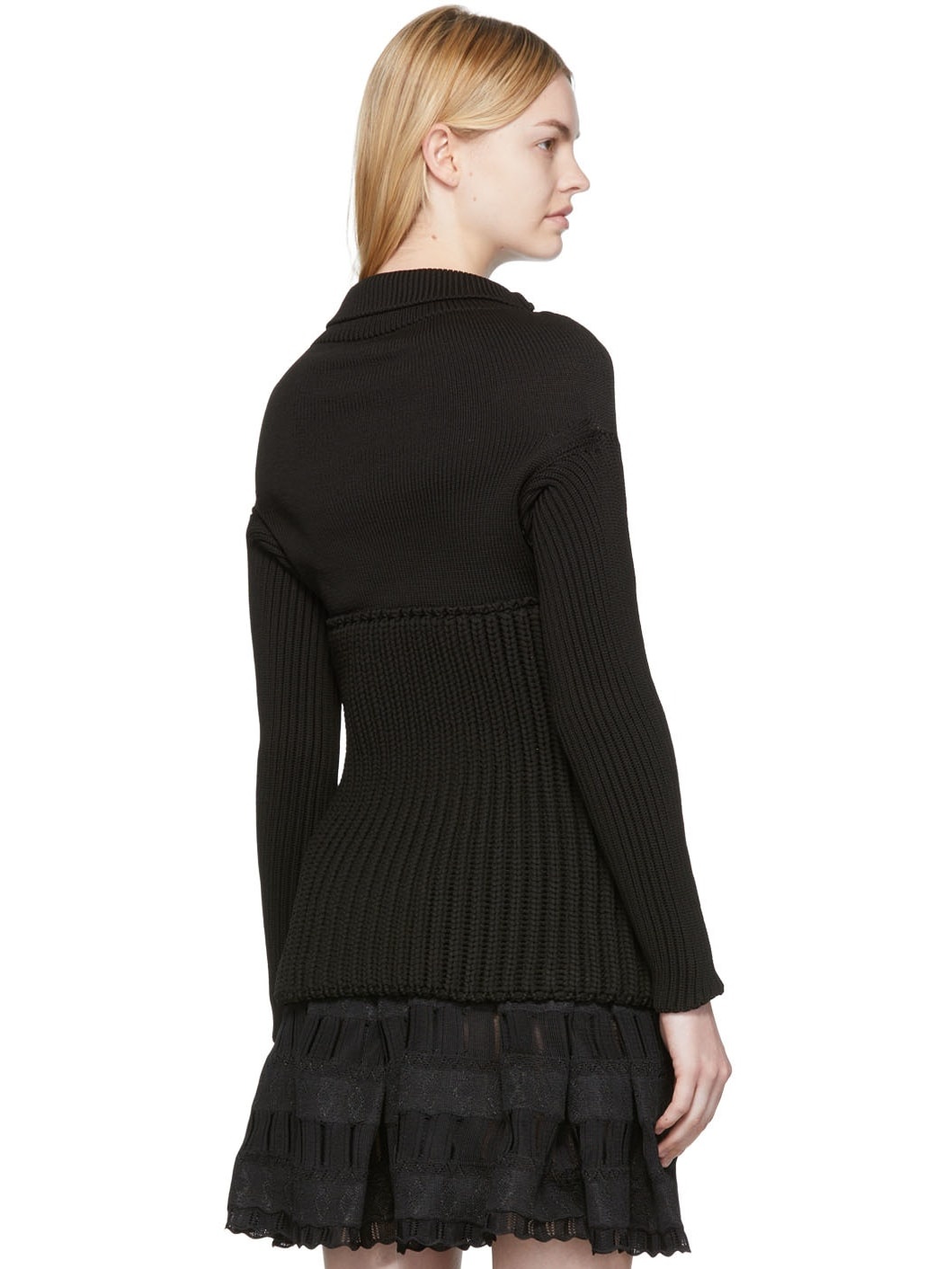 Black Off-Shoulder Sweater - 3