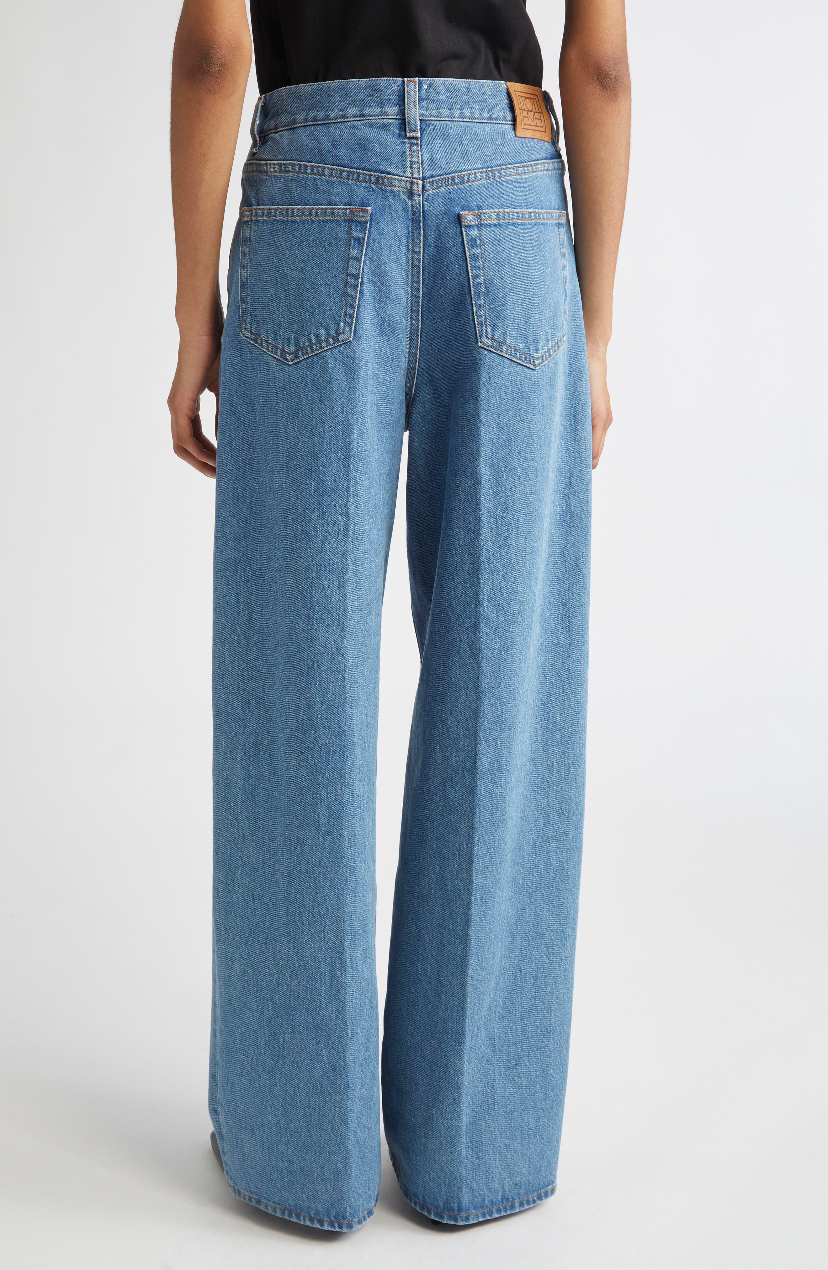 TOTEME Wide Leg Organic Cotton Jeans in Vibrant Blue at Nordstrom - 3