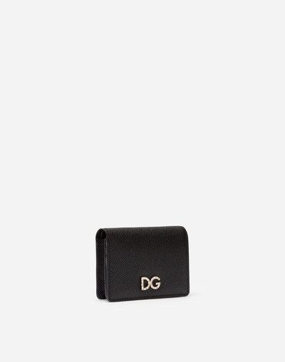 Dolce & Gabbana Card holder in laminate dauphine calfskin with logo crystals outlook