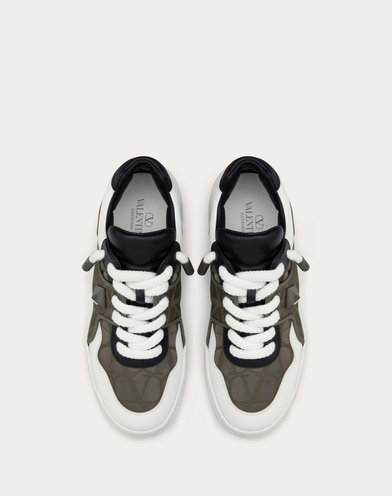 ONE STUD XL LOW-TOP SNEAKER IN NAPPA LEATHER AND JACQUARD TOILE ICONOGRAPHE TECHNICAL FABRIC 4