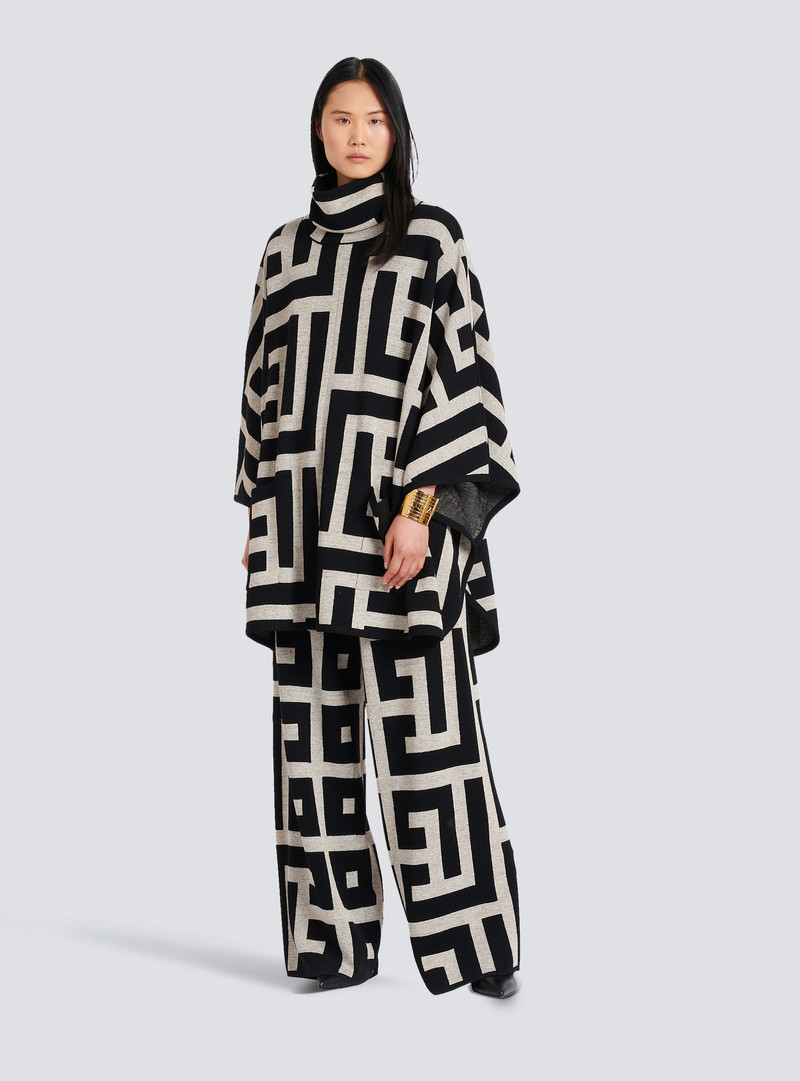Balmain Wide knit pants with maxi Balmain monogram outlook