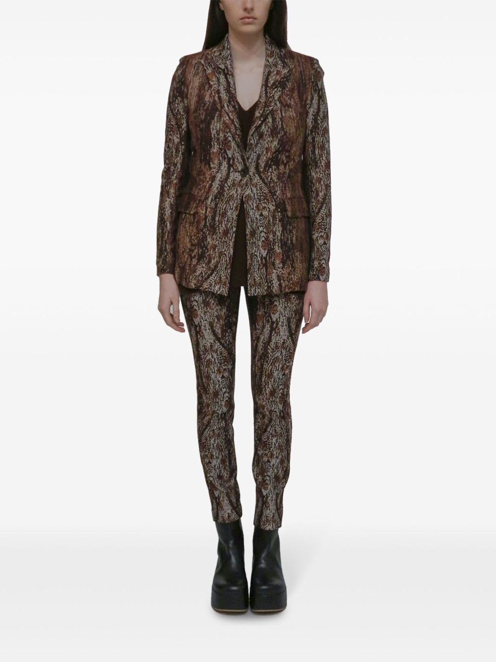 printed peak lapel jacket - 2