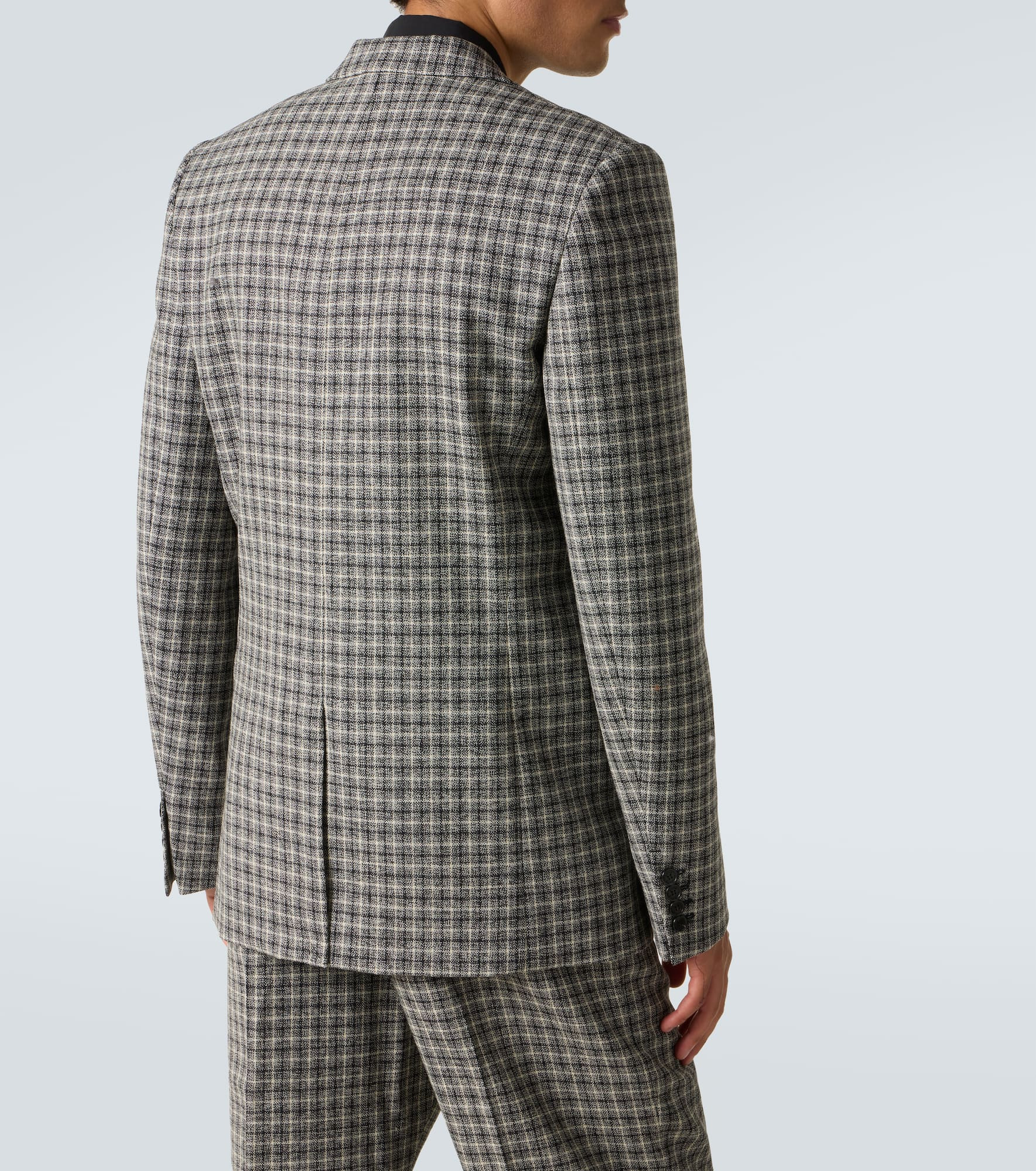 Checked wool suit jacket - 4