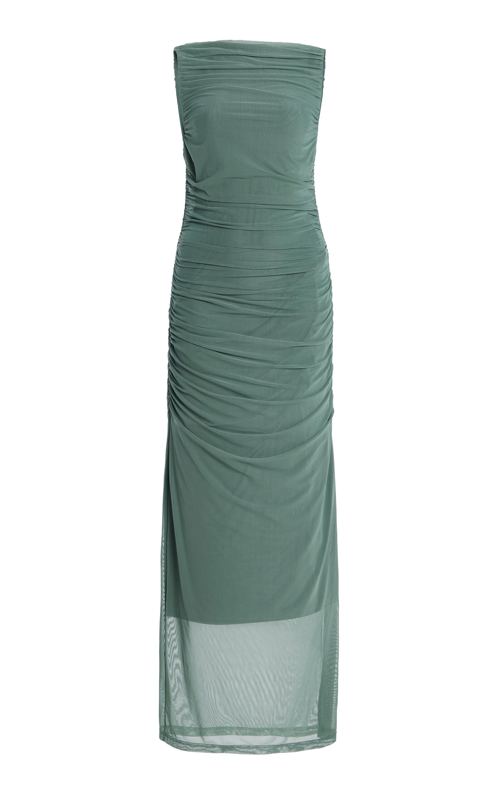 Exclusive Whitney Ruched Mesh Midi Dress green - 1