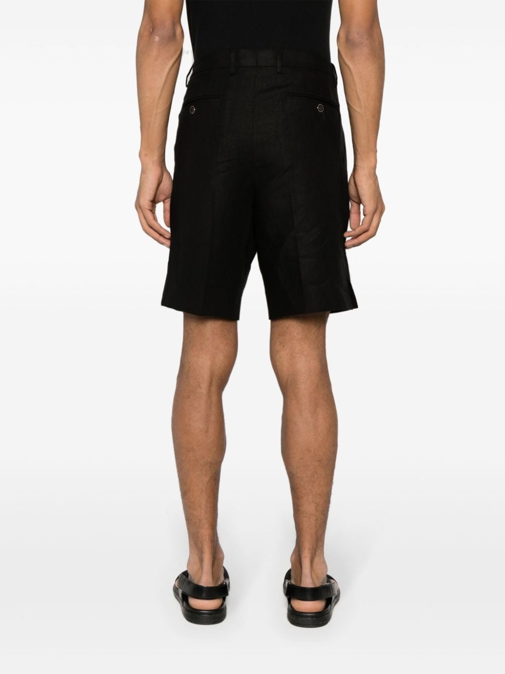 pleated linen shorts - 4