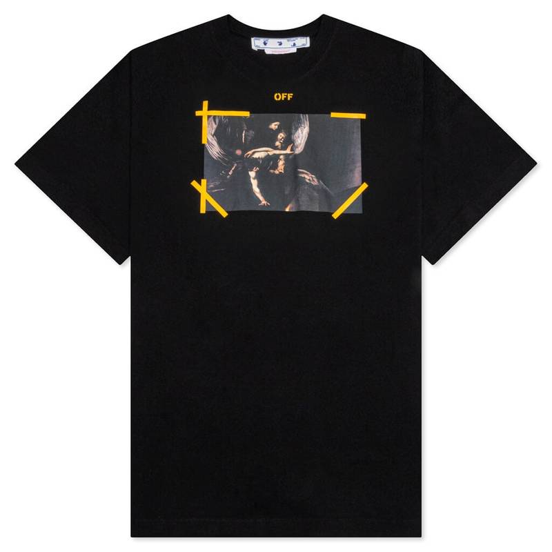 OFF-WHITE C/O VIRGIL ABLOH DIAG ARROW CARAVAGGIO MERCY SKATE S/S TEE - BLACK/WHITE - 1