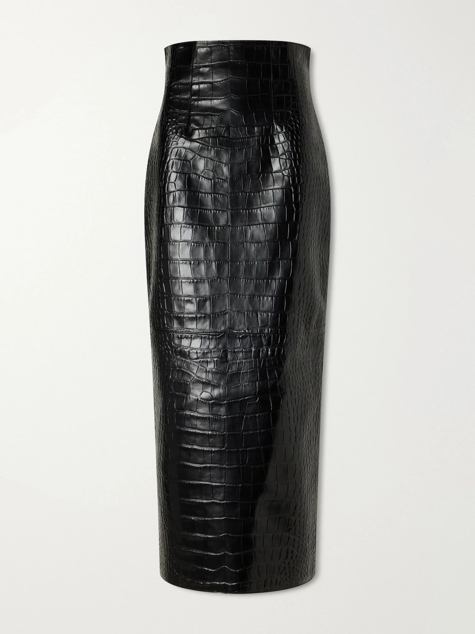 Loxley croc-effect leather midi skirt Black - 1