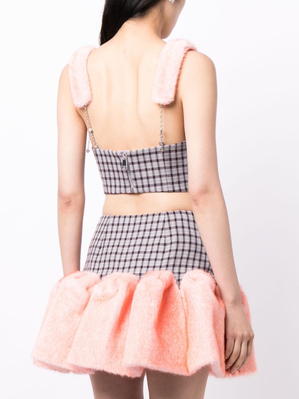 crystal-embellished faux-fur trim bustier - 4