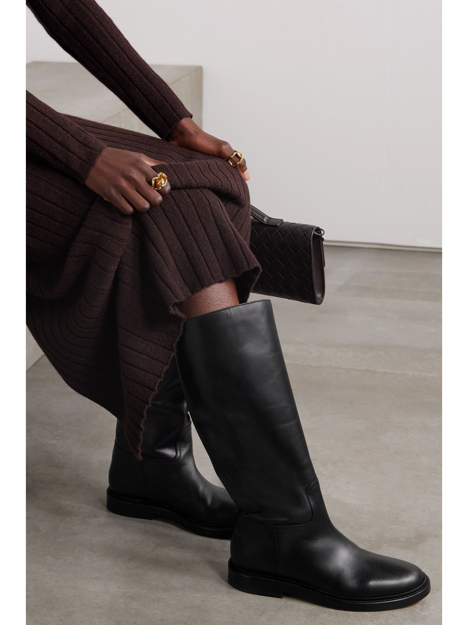 80 leather knee boots Black - 2