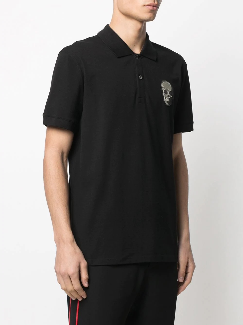 skull patch cotton polo shirt - 3