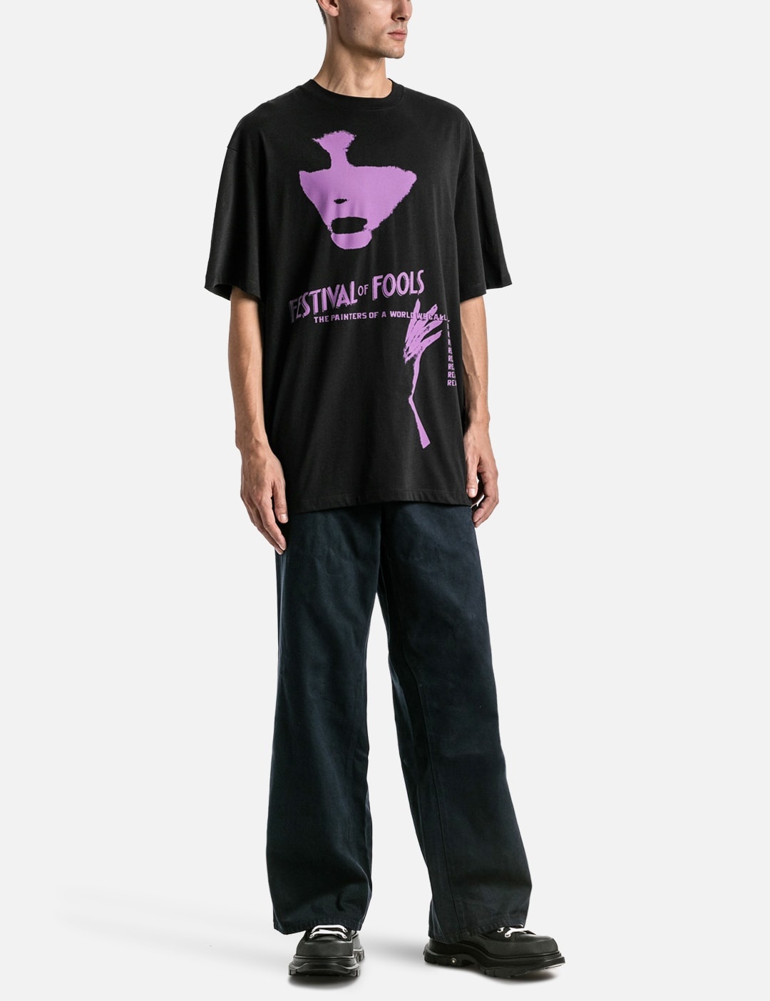 Raf Simons OVERSIZED T-SHIRT FESTIVAL FOOLS PRINT ON FRONT 