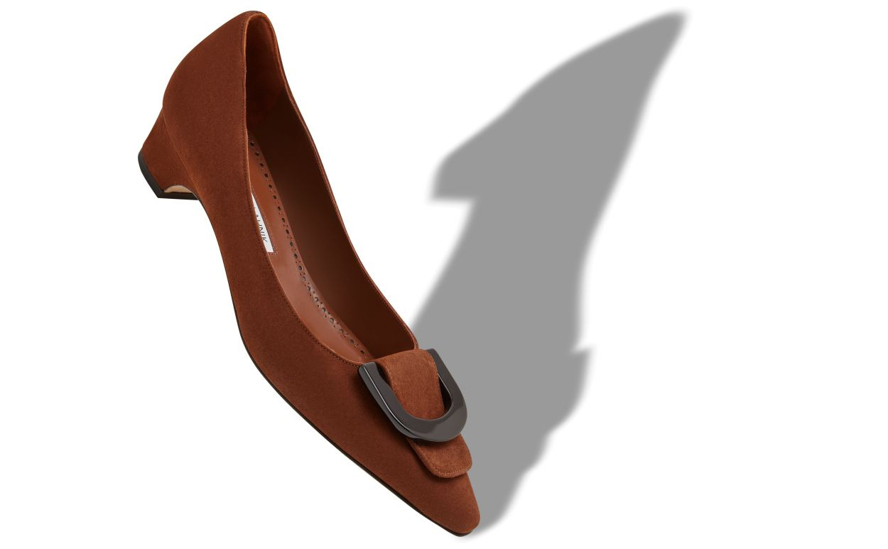 Brown Suede Pointed Toe Pumps - 2
