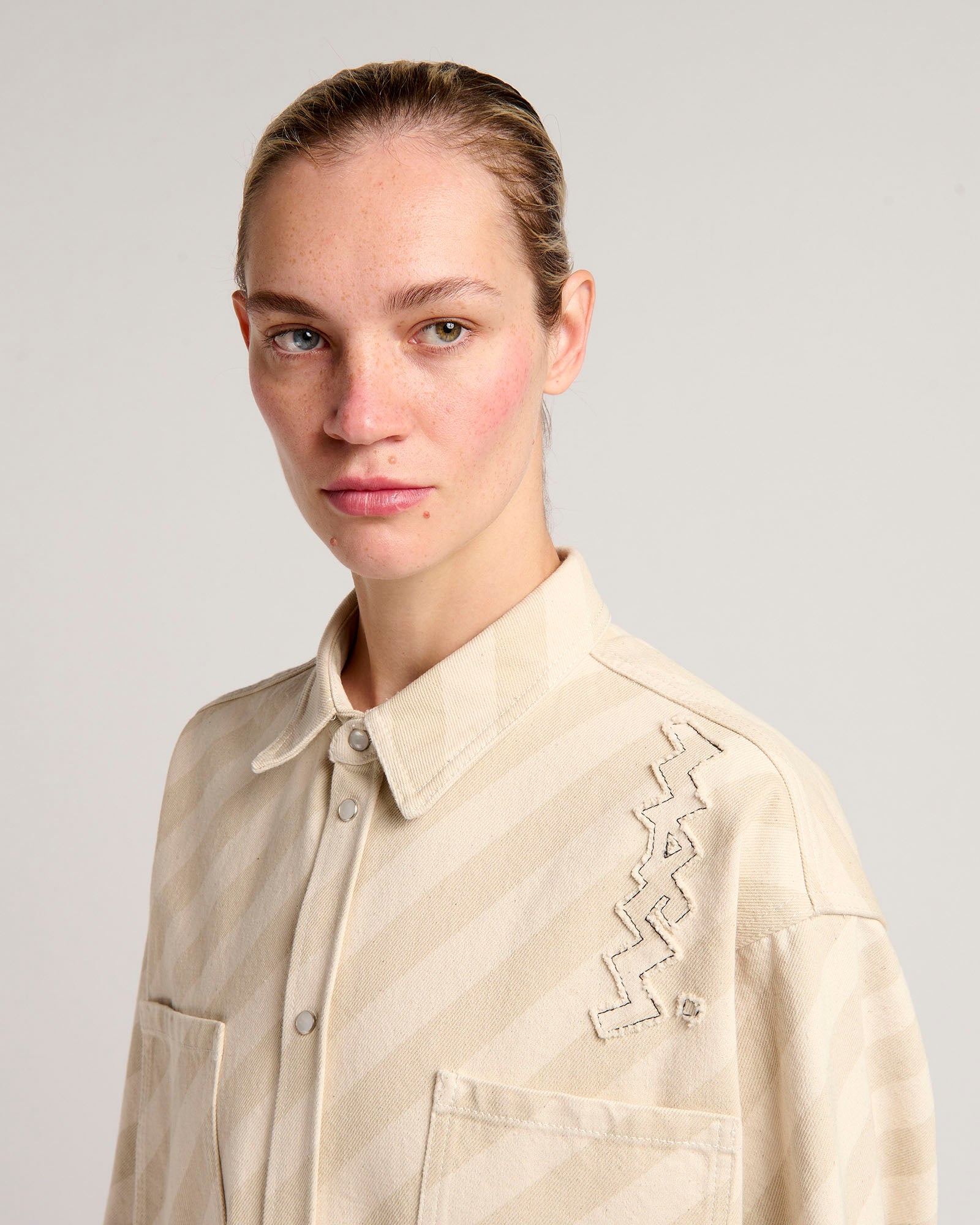 Striped Washed Denim Shirt - 4