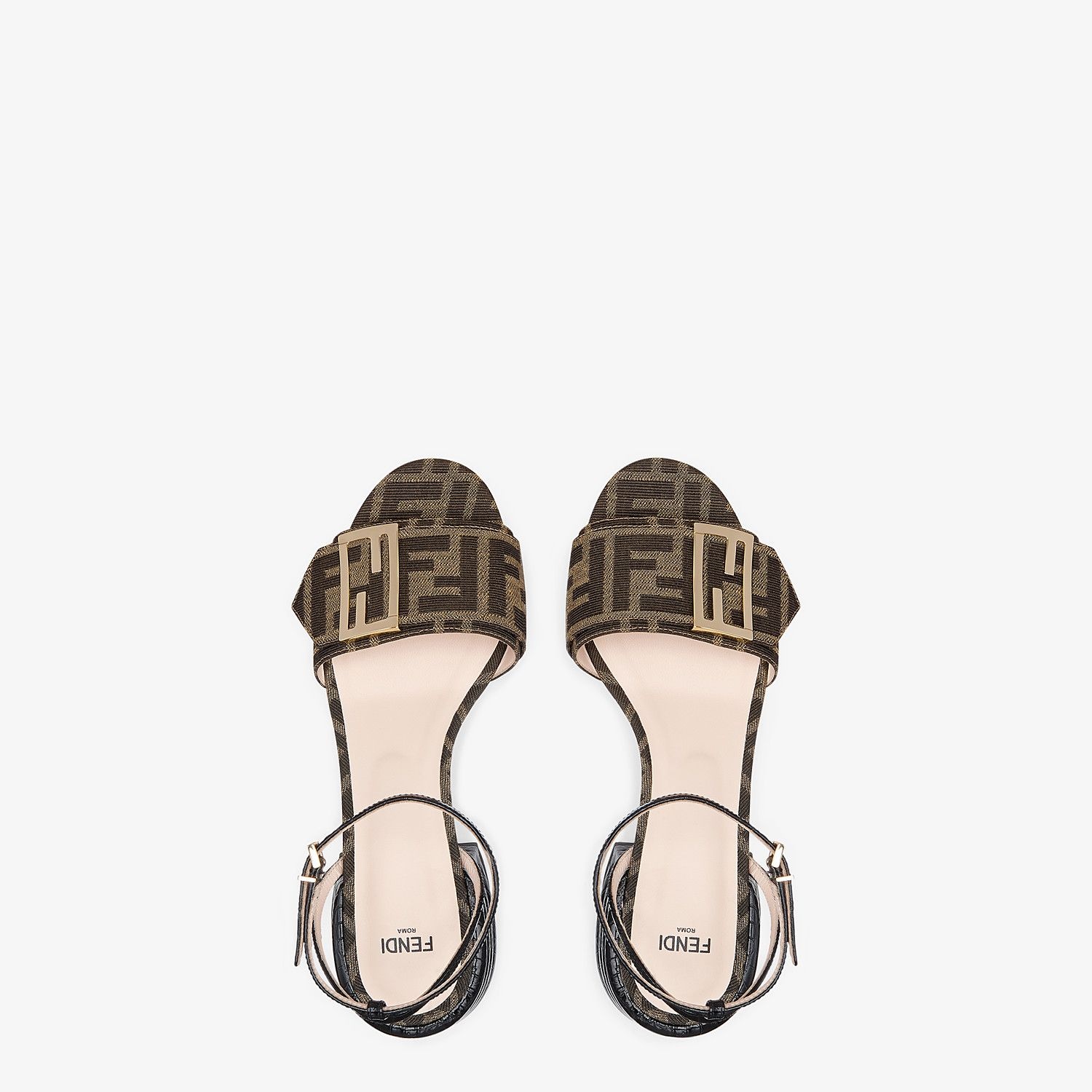 Brown fabric sandals - 4