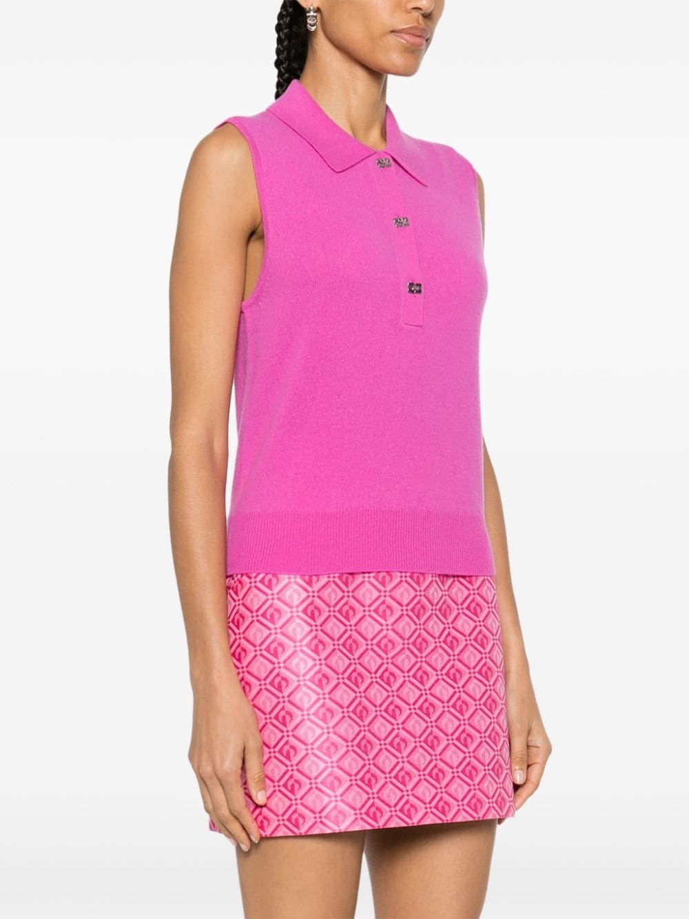 logo-buttons sleeveless top - 3