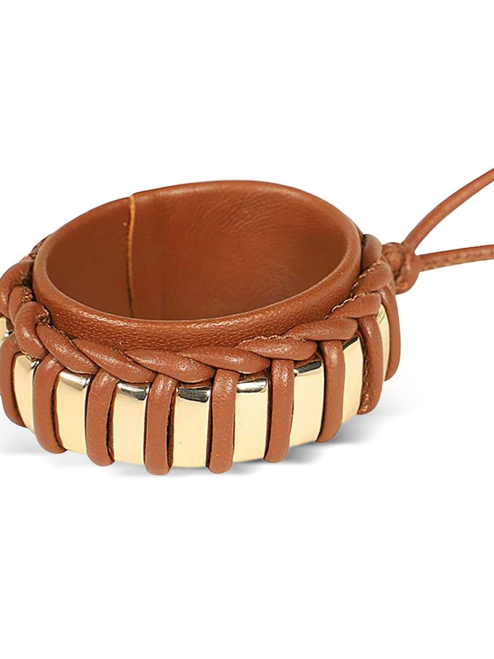 leather gold-tone-pendant necklace - 3
