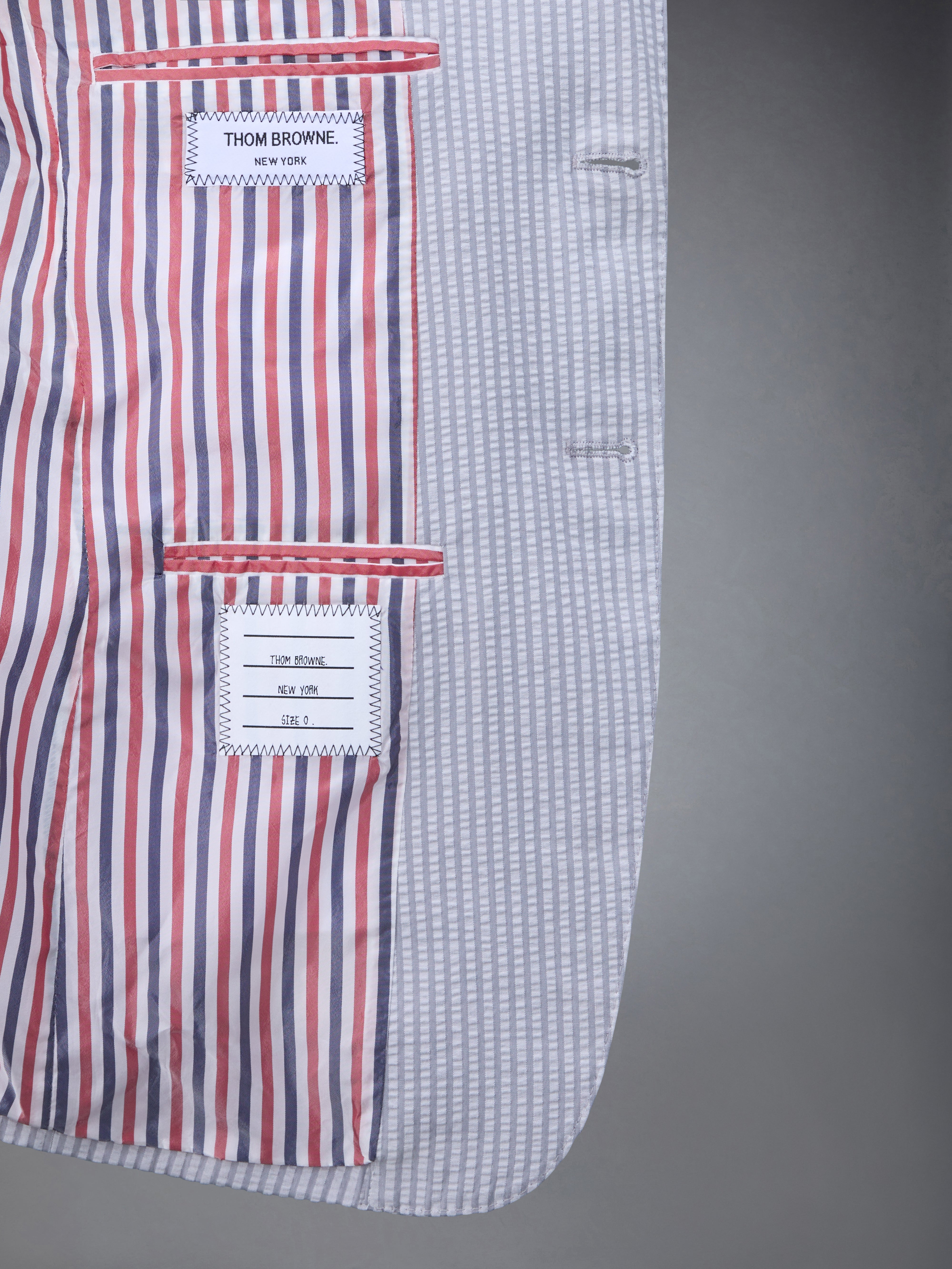 stripe-print seersucker cotton blazer - 5