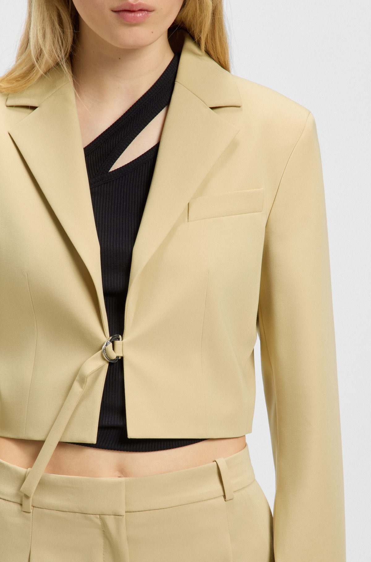 CROPPED REGULAR-FIT BLAZER WITH BELT CLOSURE - 6