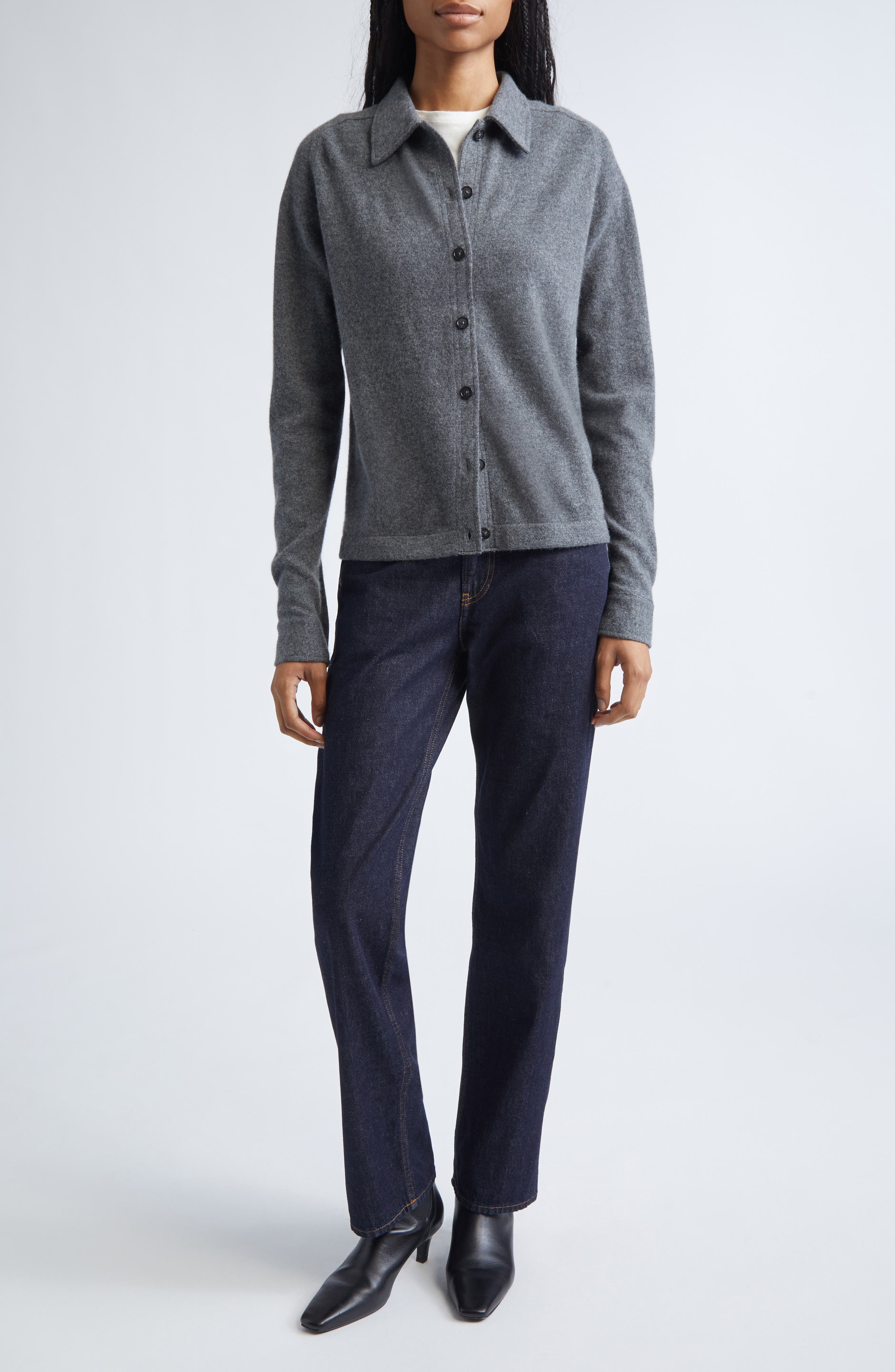 TOTEME Cashmere Cardigan in Dark Grey Melange at Nordstrom - 7