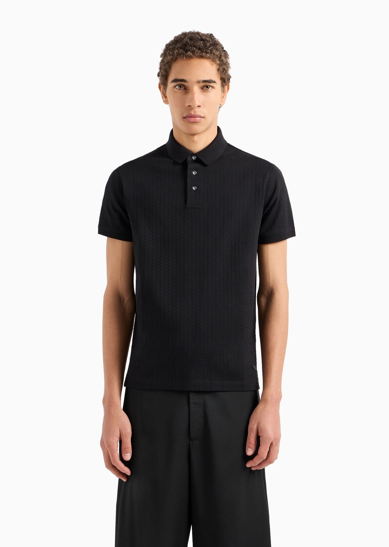 Jacquard-jersey polo shirt with op-art motif - 2