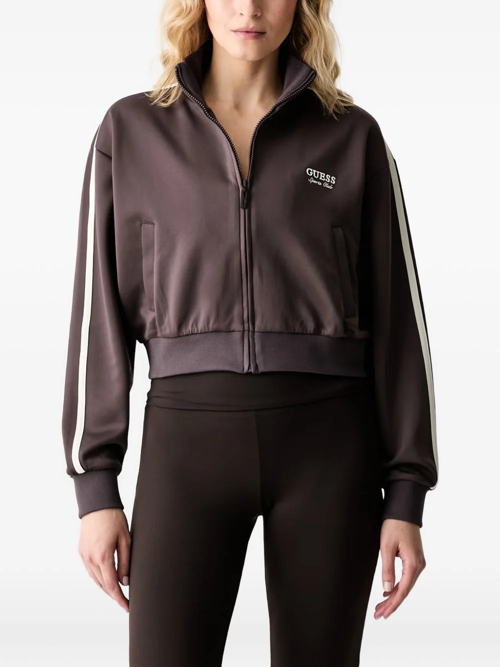 logo-embroidered side-stripe jacket - 1