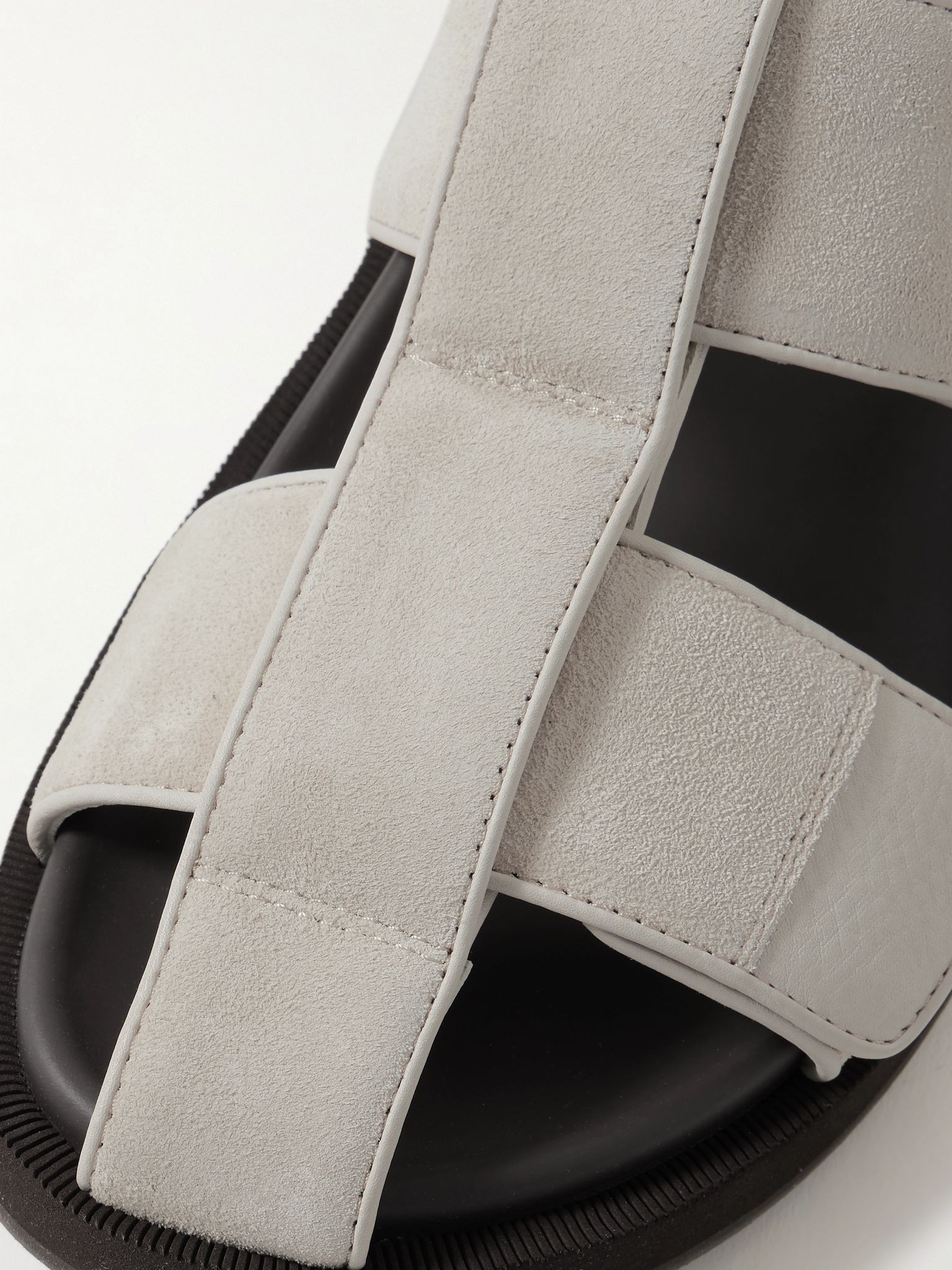 Milford Leather-Trimmed Suede Sandals Gray - 5