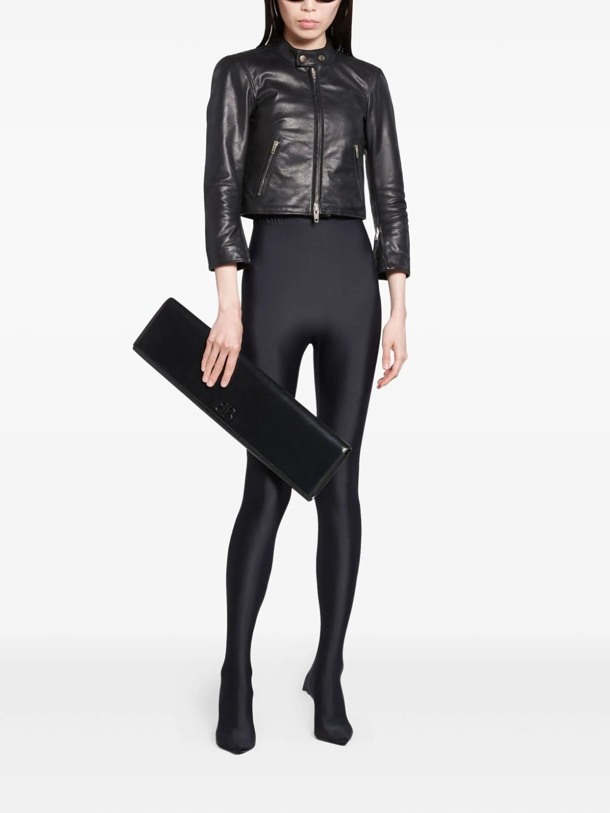 Racer Zipped Leather Jacket - 5