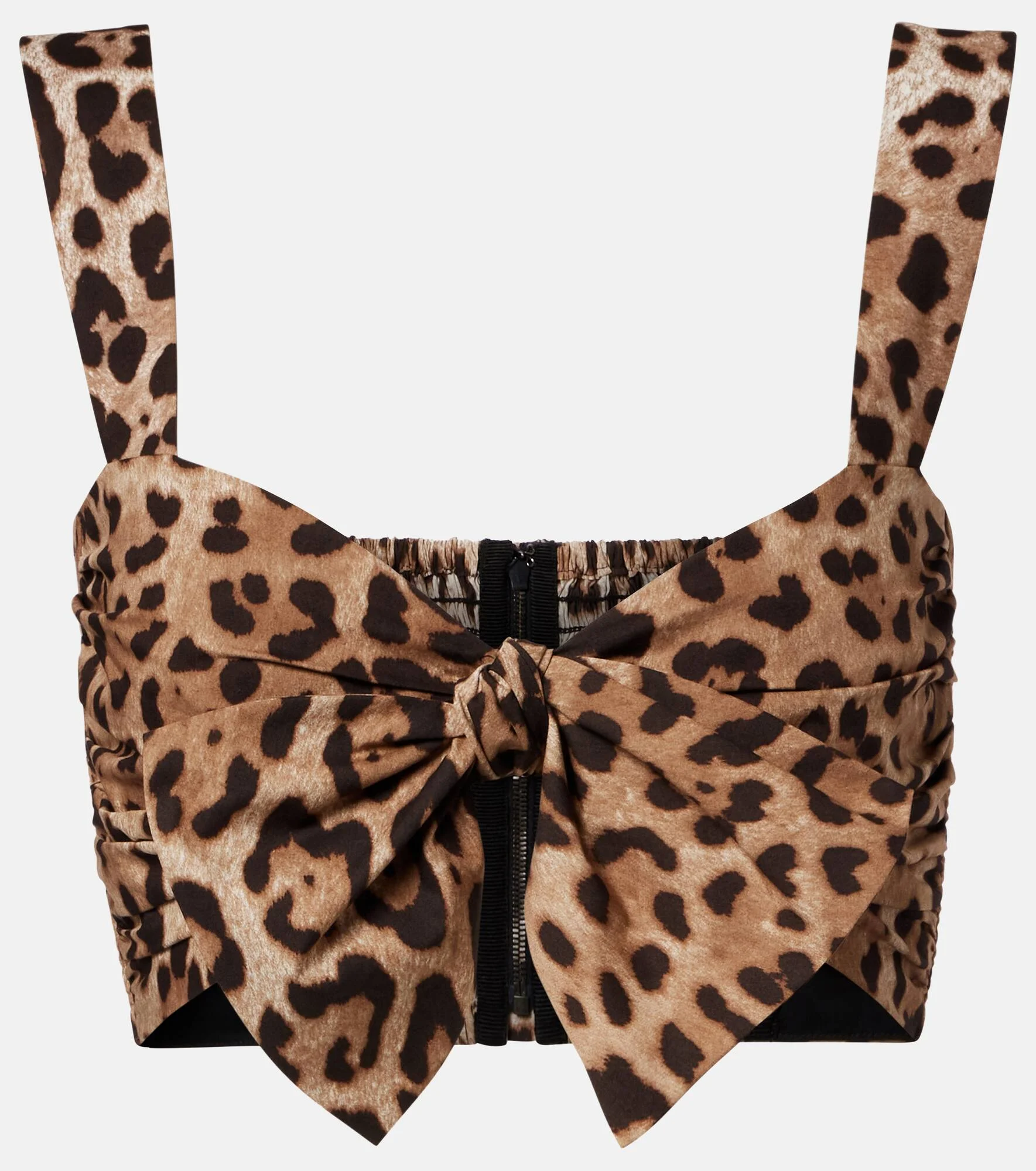 Leopard-print cotton crop top - 1