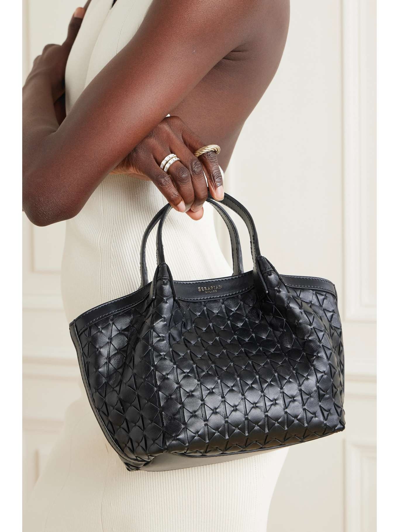 Secret mini woven leather tote - 2