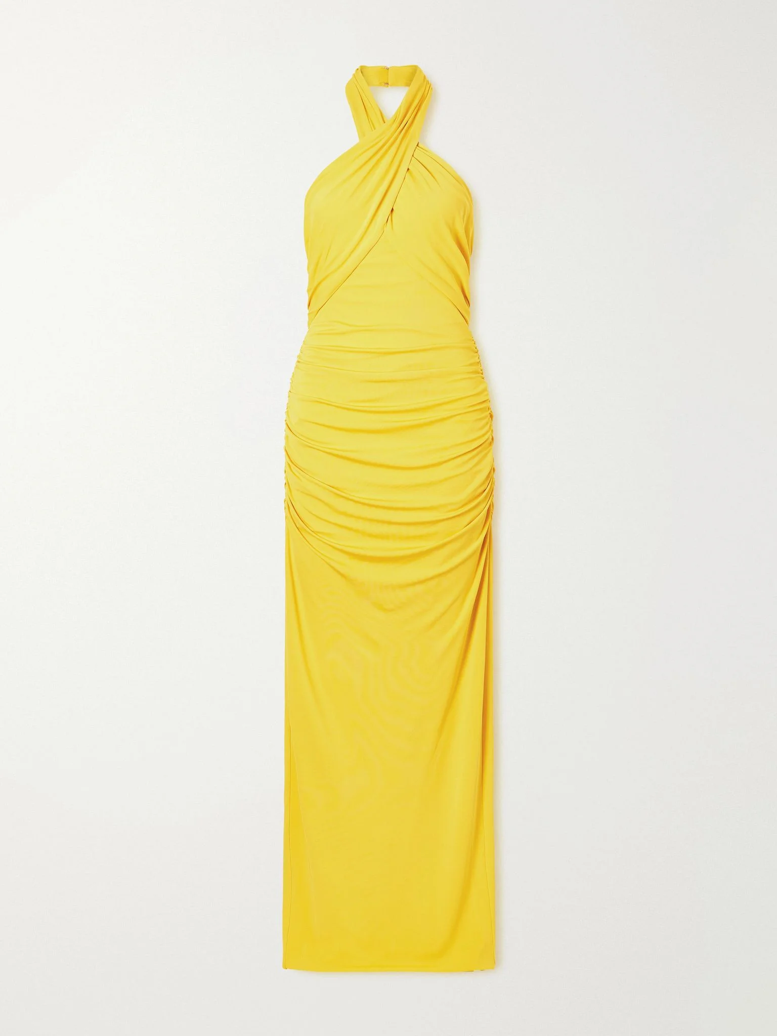 Satin halterneck gown Yellow - 1