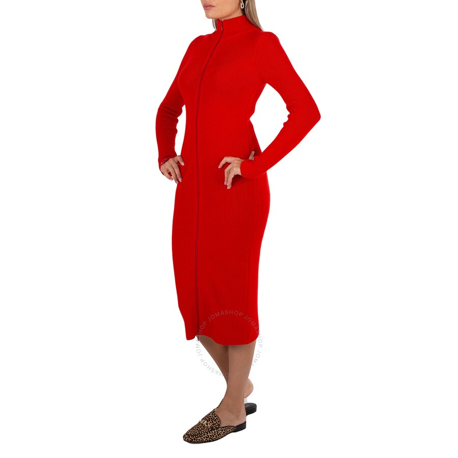 Loewe Vermillion Wool-Blend Zip-Up Midi Dress, Size X-Small - 4
