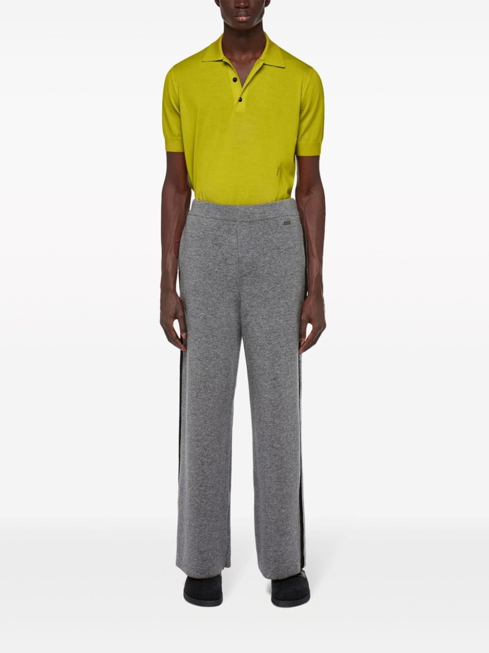 logo-plaque wool-blend trousers - 2