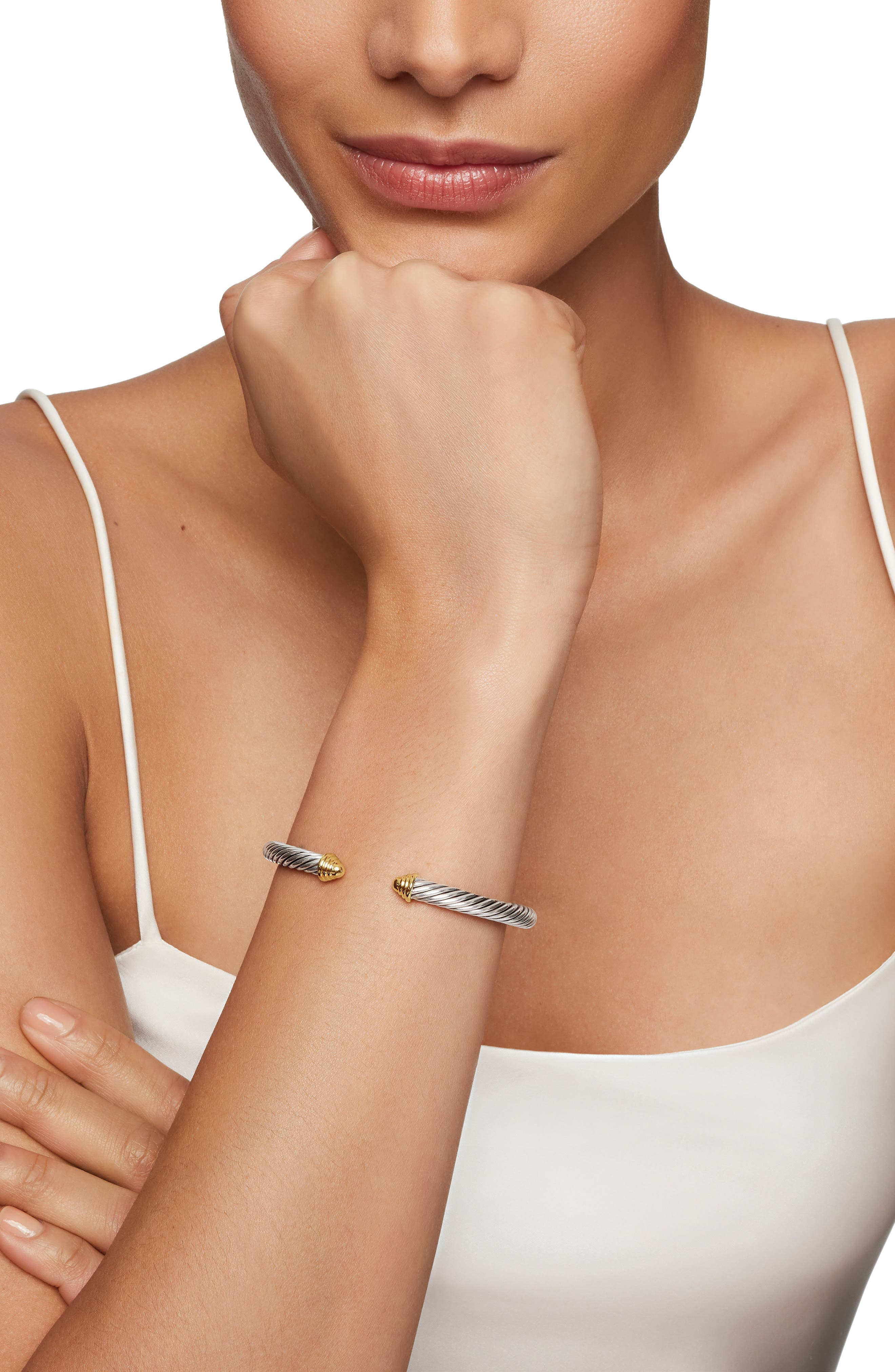 David Yurman Classic Cable Bracelet in Sterling Silver with 14K Yellow Gold Domes, 5mm in Two Tone a - 2